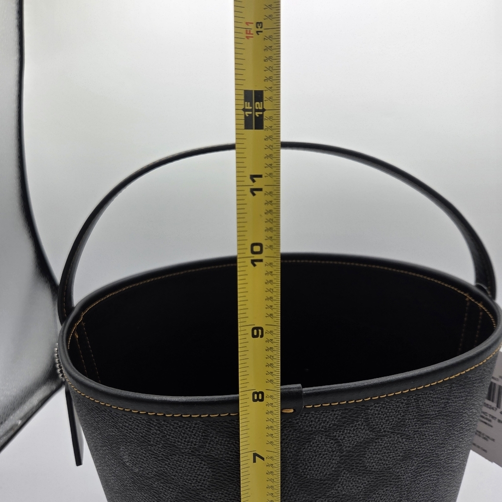 Coach Halloween Bucket Tote Bag C Logo AOP Cat & Moon Stars CW536 Black & Gray - Picture 7 of 9